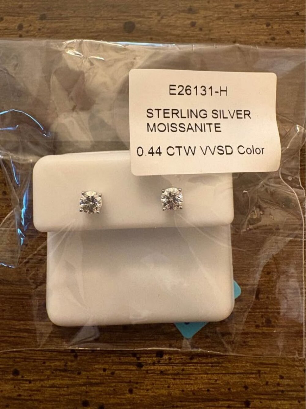 Sterling Silver Moissanite Stud Earrings 0.44 CTW